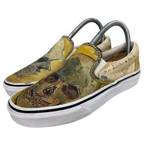 Vans Slip On Shoes Van Gogh Museum Amsterdam Skull Print‎ Womens 7 - Mens 5.5